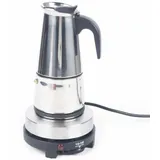 6 Tassen Elektrische Kaffeekanne Edelstahl Espressokännchen Espressokocher 300ml, für einen volleren Röstgeschmack und bereitet in wenigen Minuten reichhaltigen Espresso,Mit einem Sicherheitsablassven