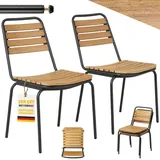 Outsunny Gartenstuhl 2er Set 47 x 61 x 81 cm beige wetterfest/stapelbar