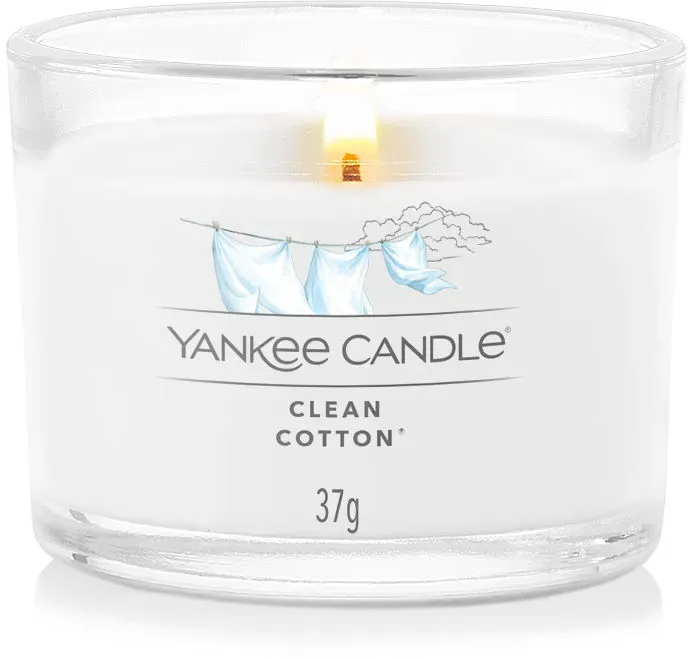 YANKEE CANDLE Glasvotivkerze CLEAN COTTON 37 g Duftkerze