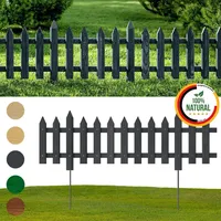 Floranica 1 STK 100 x 20 cm Anthrazit mit Metallpfosten Gartenzaun Vorgartenzaun Steckzaun Zierzaun Lattenzaun - Grau