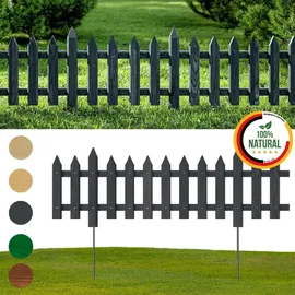 Floranica 1 STK 100 x 20 cm Anthrazit mit Metallpfosten Gartenzaun Vorgartenzaun Steckzaun Zierzaun Lattenzaun - Grau