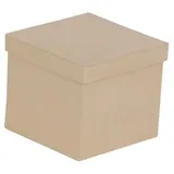 Décopatch Box quadratisch Pappmaché 16 x 16 x 14 cm Kartonbraun