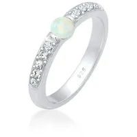 Elli Premium Verlobungsring Glas Kristalle Synthetischer Opal 925 Sterling Silber silberfarben 58 mm