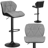 SOFOTEL Castel Barhocker 260130, Rückenlehne, Fußstütze, Schwarz und Grau, gesteppter Sitz, Öko-Leder, bis zu 107cm, Gasdruckfeder, Komfortabel