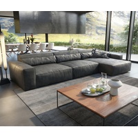 DELIFE Big-Sofa Sirpio, XL Lederimitat Vintage Anthrazit 370x170 cm Recamiere variabel grau 370 cm x 71 cm x 173 cm