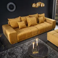 riess-ambiente Big Sofa ELEGANCIA 285cm senfgelb Samt inkl. Kissen Federkern Wohnlandschaft Sofa XXL Couch - Gelb