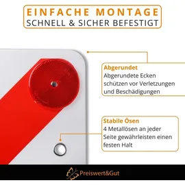 Preiswert & Gut Warnschild Rot Weiß Warntafel Fahrradträger 50x50 cm E Prüfzeichen Anhänger LKW