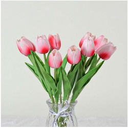 Kunstpflanze 15 Stück künstliche Tulpen, mehrfarbige künstliche Tulpen, FIDDY, künstliche Tulpen, künstliche PU-Blumen rosa