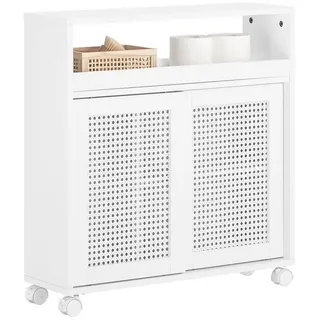 SoBuy BZR119-W Nischenregal Nischenschrank mit Rollen Küchenregal Rollwagen schmales Regal toilettenpapier aufbewahrung Badmöbel