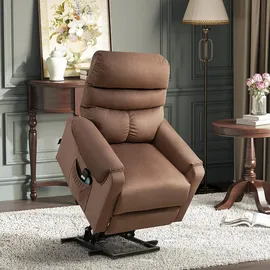 Homcom Fernsehsessel, Braun Textil, 1-Sitzer, Füllung: Schaumstoff, 83x110x93 cm Wohnzimmer, Sessel, Polstersessel