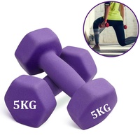 10 kg Kurzhanteln Violett Hantelset Gymnastik Hanteln Hexagon gummiert Hantelstange Fitness Hantelsets 2er Set