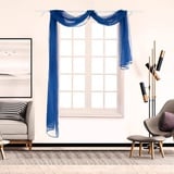 SCHOAL Voile Querbehang Transparenter Freihandbogen Uni Freihanddeko einfarbig Deko Gardinen Dekoschals Vorhang Wohnzimmer Gardinenschals 1 Stück HxB 90x400cm Blau #1