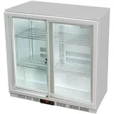 Gastro-Cool Getränkekühlschrank, Schiebetüren, Flaschenkühlschrank, Unterthekenkühlschrank, Theke, manuelle Temperaturkontrolle, silber-weiß, GCUC200