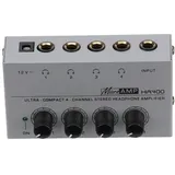 MA400 US/UK/EU/AU -Stecker Kopfhörerverstärker 4 Kanäle Mini Stereo Audio -Kopfhörerverstärker mit Stromadapter für Studio-Silber-Größen: E... - Silber