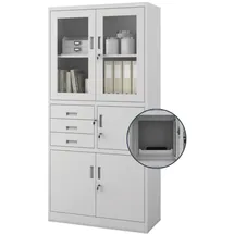 Jan Nowak Vitrinenschrank abschließbar FILIP mit Tresor 185 x 90 x 40 cm, Wohnzimmer, Wohnwände, Vitrinenschränke