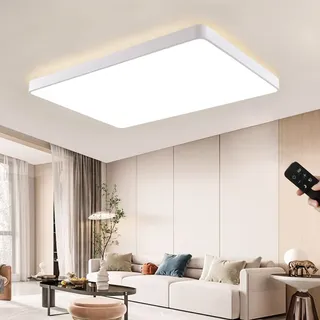 JDONG 90W LED Deckenleuchte 1 Dimmbar Rechteckig/Weiß