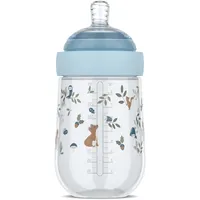 Mepal - Babyflasche Mio Little Dutch - Transparente Kappe zur Aufbewahrung - Anti-Kolik Babyflaschen - Spiralförmiges Design verhindert Verstopfungen - Medizinisches Silikon - 240 ml - Forest Friends