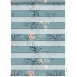 Lichtblick Duo Rollo / Doppelrollo Klemmfix 45 x 150 cm aqua floral/blau