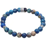 KUZZOI Armband Herren Achat Perlen Blau Beads 925 Silber Größe 23