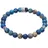 KUZZOI Armband Herren Achat Perlen Blau Beads 925 Silber Größe 23