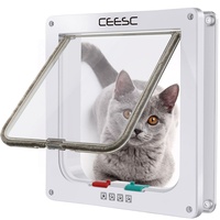 CEESC Katzenklappe Magnetische Haustiertür mit 4-Wege-Schloss für Katzen, Kätzchen und Kätzchen, 3 Größen und 2 Farboptionen (Innengröße: 17,98cm(B) x 19cm (H), Weiß)