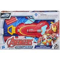 Hasbro Marvel Avengers Mech Strike Rollenspiel Iron Man Strikeshot Handschuh Superheld Spielzeug mit 3 NERF Projektilen, Kids ab 5 Jahren