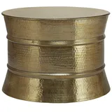 WOMO-DESIGN Couchtisch Rund 62x33 cm Gold Drum, Handgefertigt Aluminium, Hammerschlag Zylinderform, Unikat