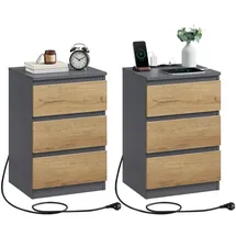 VASAGLE Nachttisch 2er Set 3 Schubladen 0 x 0 x 0 cm Grau