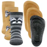 Ewers 3er-Pack Waschbär Stoppersocken SoftStep, Socken mit Antirutschsohle für Jungen und Mädchen, Anti-Rutsch-Socken mit Gummisohle, MADE IN GERMANY, 3 Paar rutschfeste Kindersocken, Größe 18-19