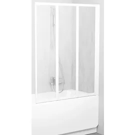 Ravak Supernova - Badewannenabtrennung dreitelig Vs3 130, faltbar, 1296x1400 mm, weiß/Glas durchsichtig 795v0100z1