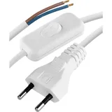 EMOS S08272 Netzkabel, H03VVH2-F, 2x 0,75mm2, Länge 2m, Schalter, PVC, weiß