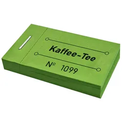 CombiCraft Wertmarken Block 'Kaffee-Tee' Grün - 5 Blöcke mit 50 Wertmarken pro Block