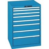 Schubladenschrank H1000xB717xT725mm blau/blau 8 Schubl.Vollauszug,KeyLock