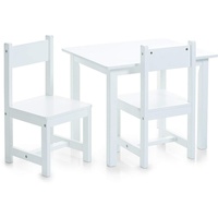 Zeller 13450 Kinder-Sitzgarnitur, 3-teilig, MDF, Tisch: 59 x 47 x 45 cm, Stuhl: 28 x 28 x 51,5 cm, weiß mit Dekorstickern