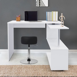 ML-Design Schreibtisch mit Sitzhocker, 150x88x75 cm, Weiß, aus MDF