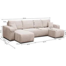 venasi Ecksofa U-Form Grau