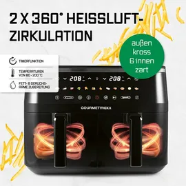 GOURMETmaxx Doppelkammer Heißluftfritteuse 2 x 4,5 l schwarz