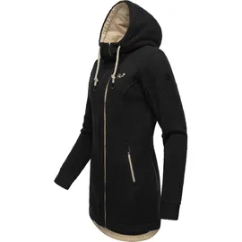 Ragwear Damen warme Teddyjacke lang Fleecemantel mit Kapuze Letti Teddy-Fleece YOUMODO Black Gr. 5XL - 5XL