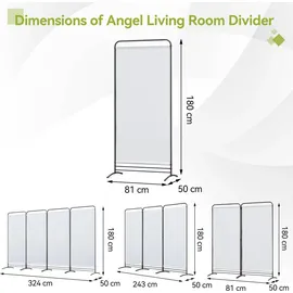 Angel Living Paravent 1 Teilig 81 x 180 cm Stoff Raumteiler Trennwand Balkon Sichtschutz Stellwand Natürlich - Weiß