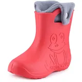 Ladeheid EVA Kinder Jungen Mädchen Gummistiefel Regenschuhe gefüttert Regenstiefel Gummischuhe LA-CA-04 (Koralle/Grau, 32/33 EU) - Korall/Grau -