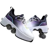 LDRFSE Schuhe mit Rollen für Männer - Kinder Rollschuhe - Bequem Und Atmungsaktiv - Quad Skates - Verstellbare Rollschuhe - Verstecktes Rad für Laufsportschuhe - Zum Spielen für Männer - 33 EU