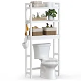 Songmics Badregal Badezimmerregal Toilettenregal, 3-stöckiges Badregal Bambus, verstellbar