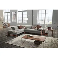 W.SCHILLIG Ecksofa finn, Designsofa mit tollem Sitzkomfort, bequem, L-Form, German Design Award 2016, Fußgestell Nussbaum natur, Breite 281 cm grau