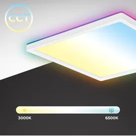 B.K.Licht - LED Deckenlampe flach mit Fernbedienung, CCT rgb, Weiß