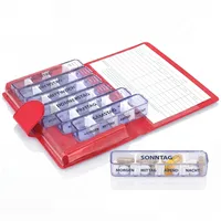 Kibodan Medidos Tablettenbox 7 Tage 4 Fächer – Kleiner, reisefreundlicher Medikamenten- und Vitamin-Dispenser mit 4 verstellbaren Fächern. Die perfekte Tablettenbox für vier mal täglich (Rot)
