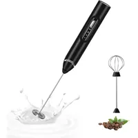 KINSI Milchaufschäumer Milchaufschäumer Elektrisch, USB Wiederaufladbar für Latte Matcha, 2,5 W, 2 Rührköpfe, 3 Geschwindigkeitsstufen schwarz