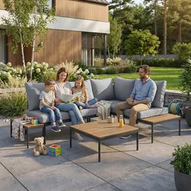 beautysofa LIVORNO Loungeset hellgrau