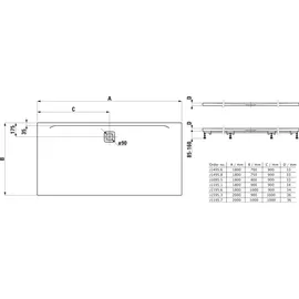 Laufen Pro Rechteck-Duschwanne, H2149560000001