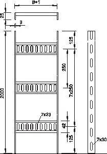 OBO 7097026 Kabelleiter Schiffbau mit Trapez-Sprosse 25x81x2000, St, SG - 2 Meter