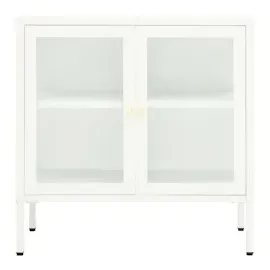 vidaXL Sideboard Weiß 70x35x70 cm Stahl und Glas